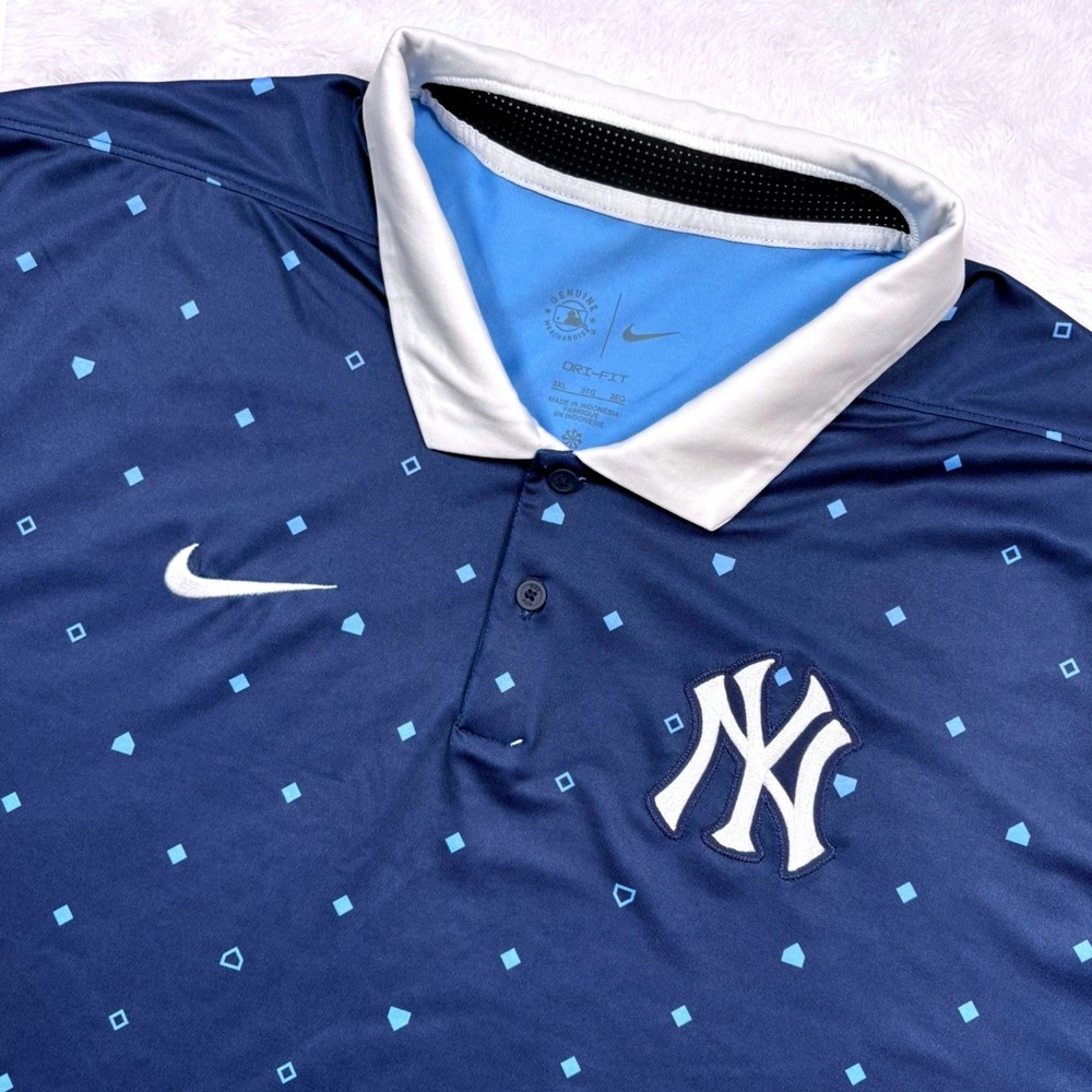 Nike New York Yankees Legacy Icon Vapor Performance Polo Shirt Nike 3XL Blue Geo